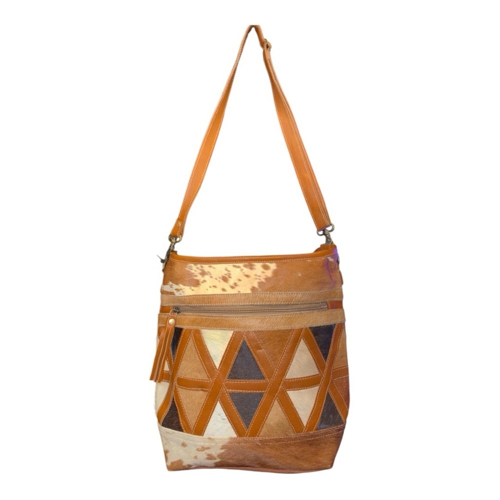 Myra Dakota Plains Canvas Hair-On Leather Crossbody Bag B 17
